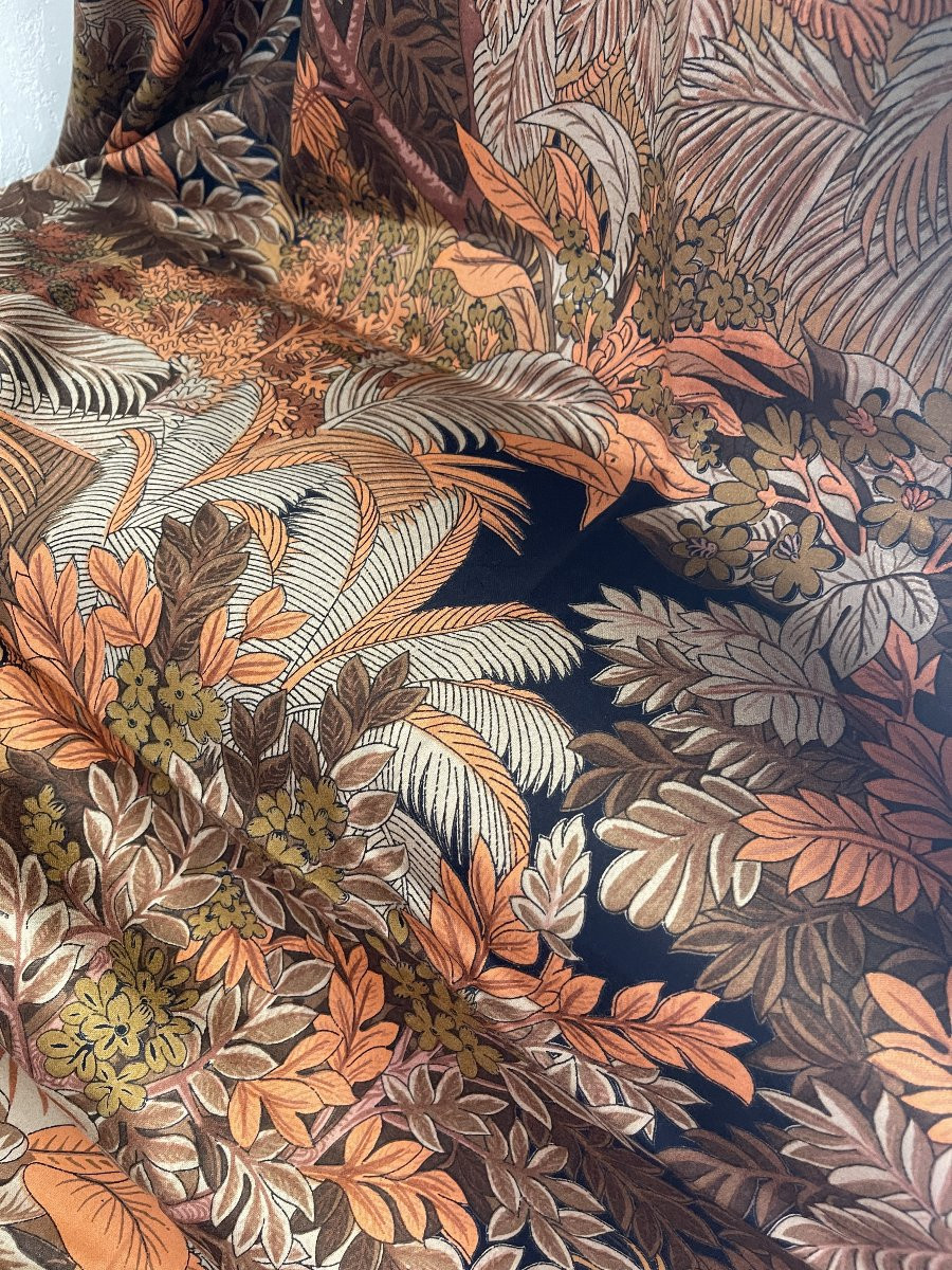 Upholstery Fabric With Copper Tones And Tropical Decor -photo-4