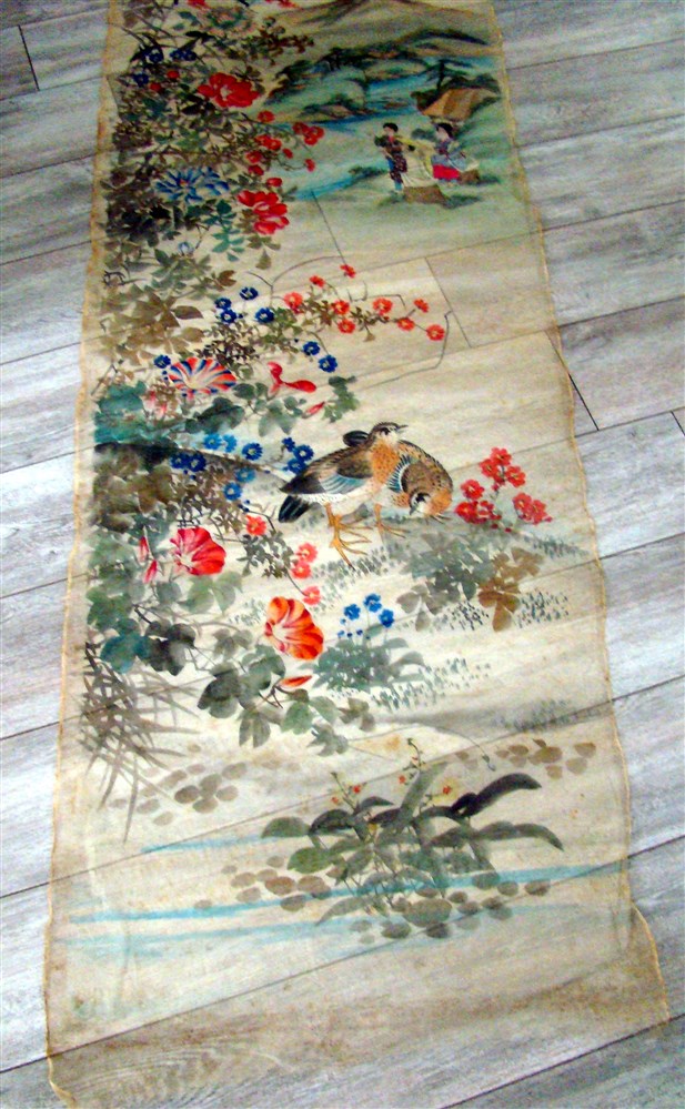 2 Japanese Paintings On Silk Veil Nineteenth-photo-3