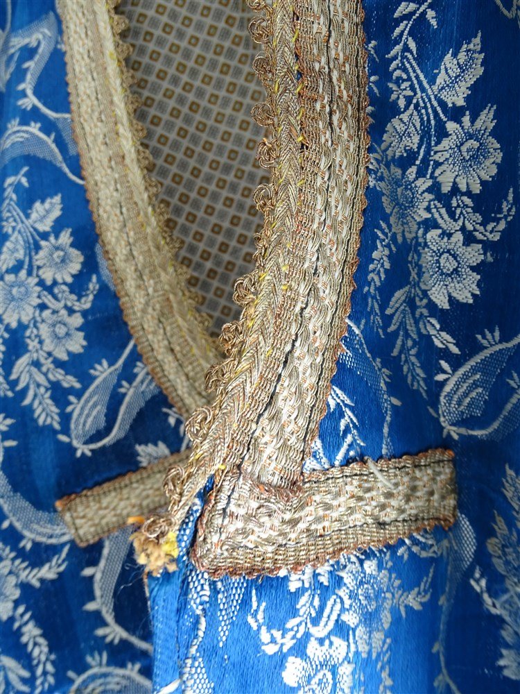 Lovely Ottoman Jacket In Blue Silk XIXth Gold Trim-photo-2