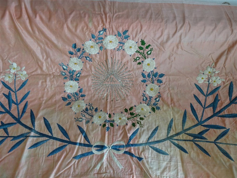 Altar Frontal , Louis XVI Period. Embroidered Silk, Sequins And Monogram Metallic Braid XVIIIth-photo-5