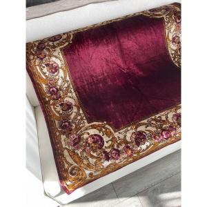 Elegant Italian Silk Velvet Table Runner - Large Floral Decor