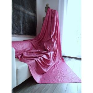 Pair Of Powder Pink Silk Curtains