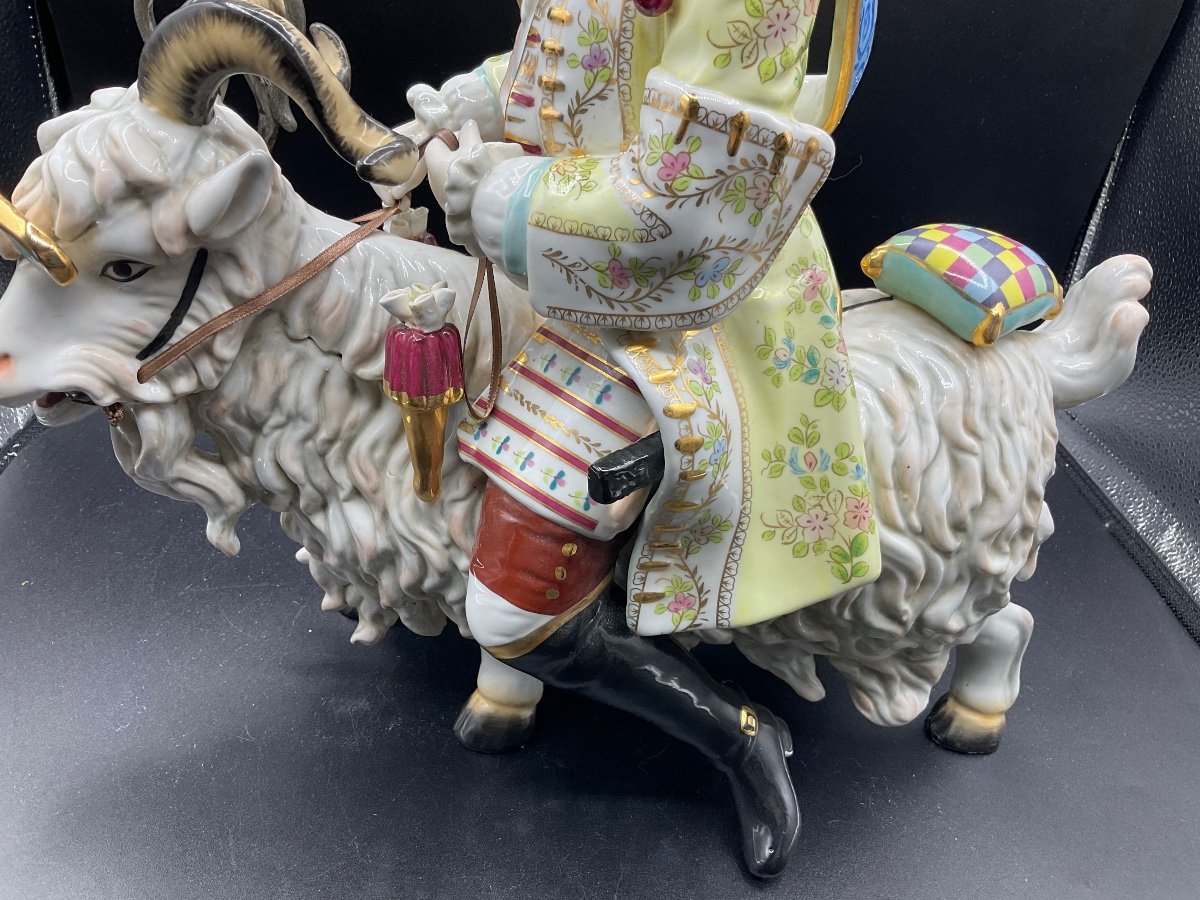 Fabulous Capodimonte Porcelain Group Of Count Bruhl''s "tailor On A Goat",huge-photo-7