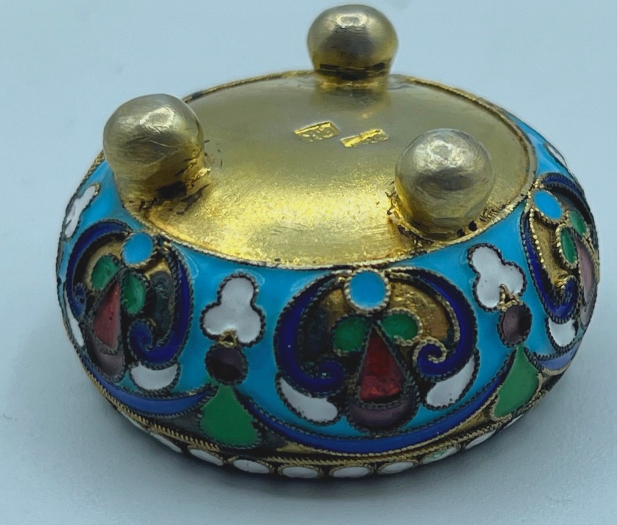 Salière En émail Cloisonné Argent Russe #2-photo-2