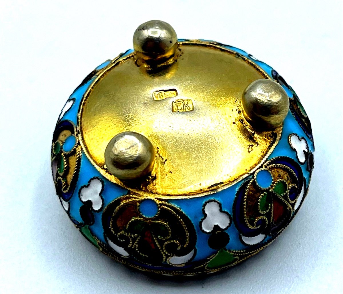 Salière En émail Cloisonné Argent Russe #2-photo-4