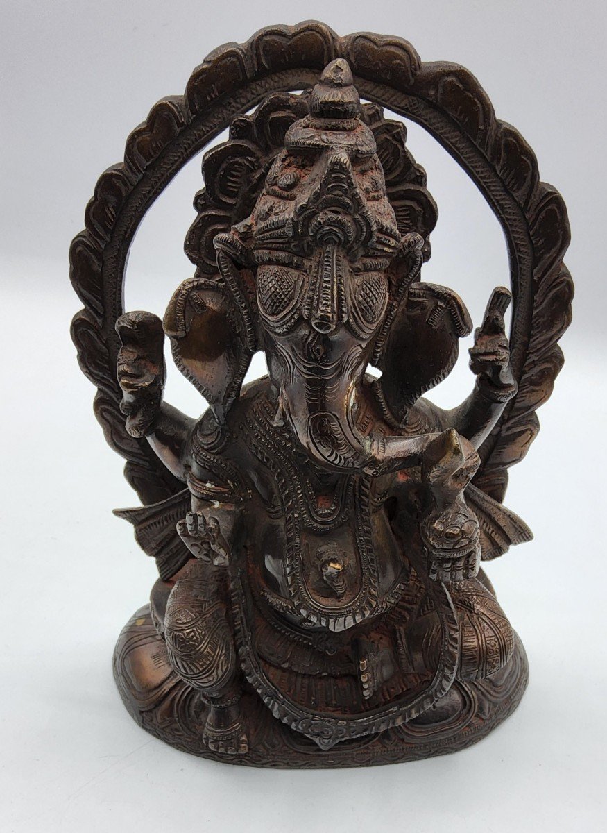 Sculpture De Dieu Bouddha éléphant, Ganesh En Bronze-photo-2