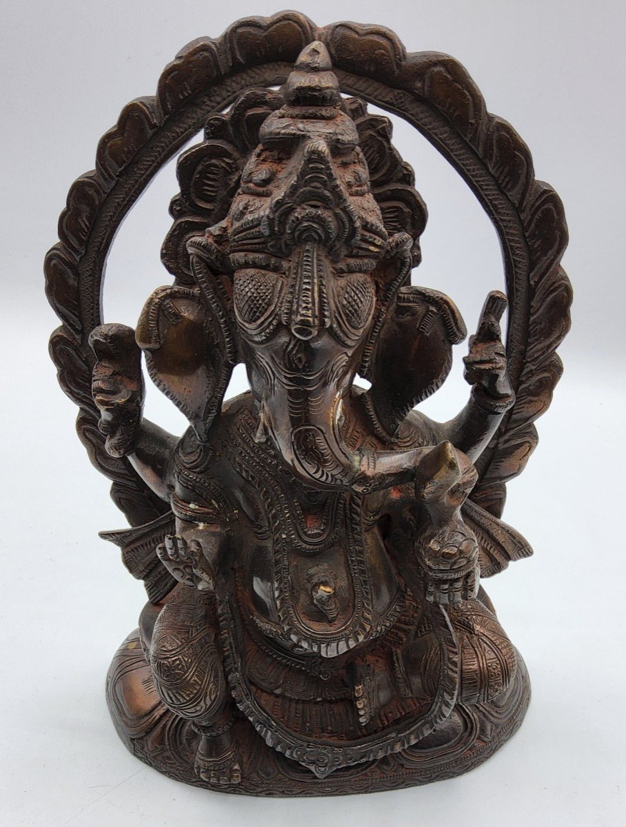 Sculpture De Dieu Bouddha éléphant, Ganesh En Bronze-photo-3