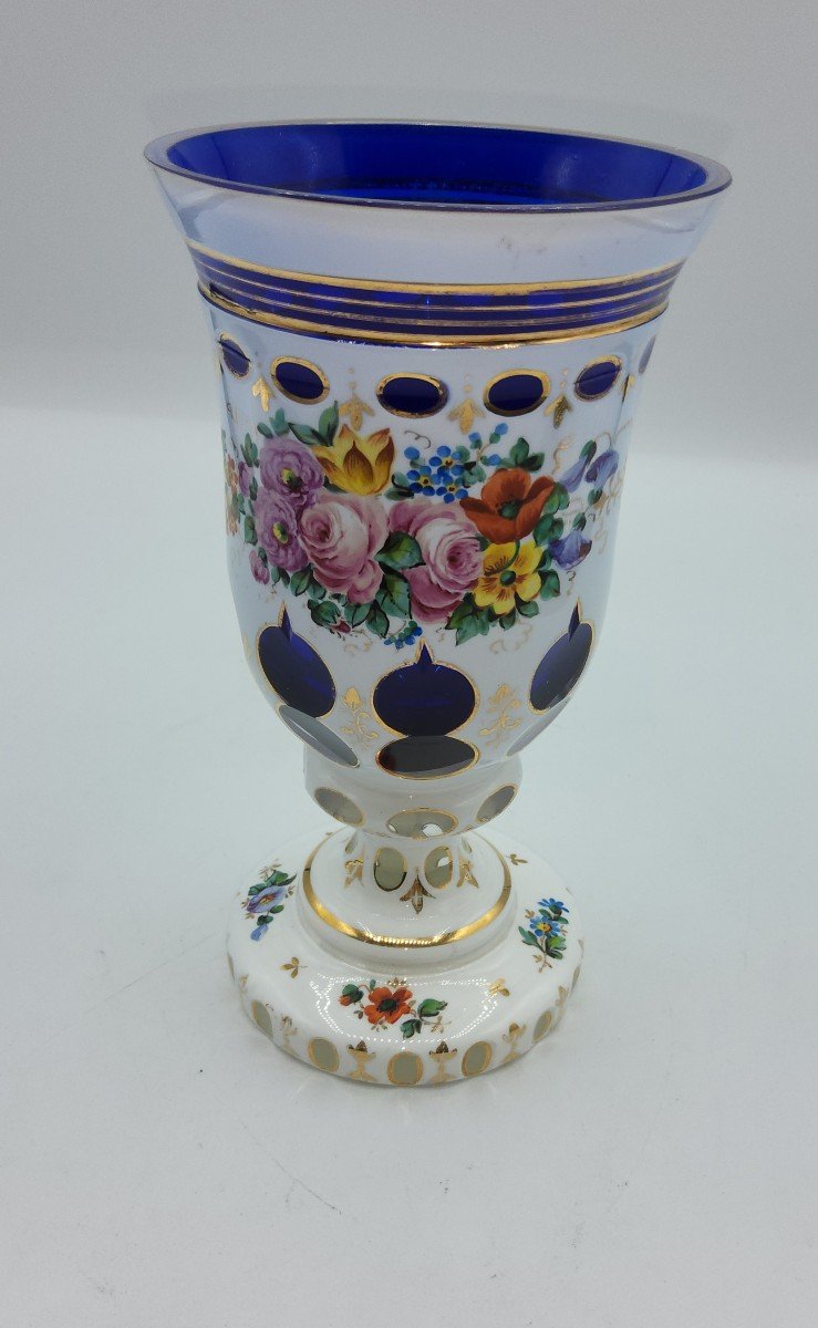 Vase En Verre Bohème Overlay XIX siecle