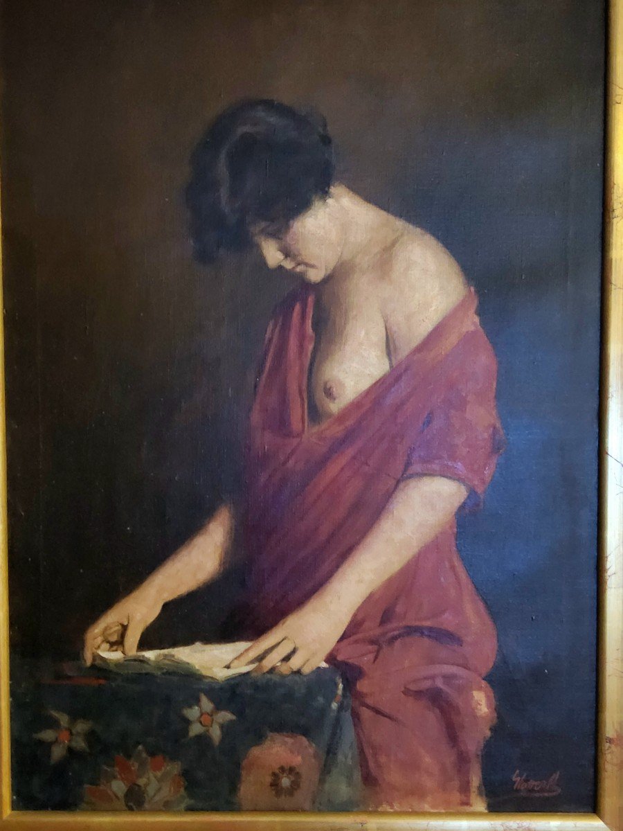 Peinture Réaliste De La Femme,huile Sur Toile,1900e-photo-7