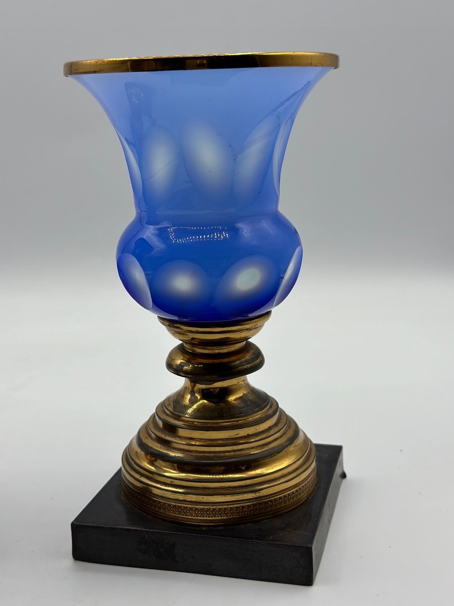 Paire De Vases Français En Verre Opalin Et Monture En Bronze,barfatan Verre -photo-4