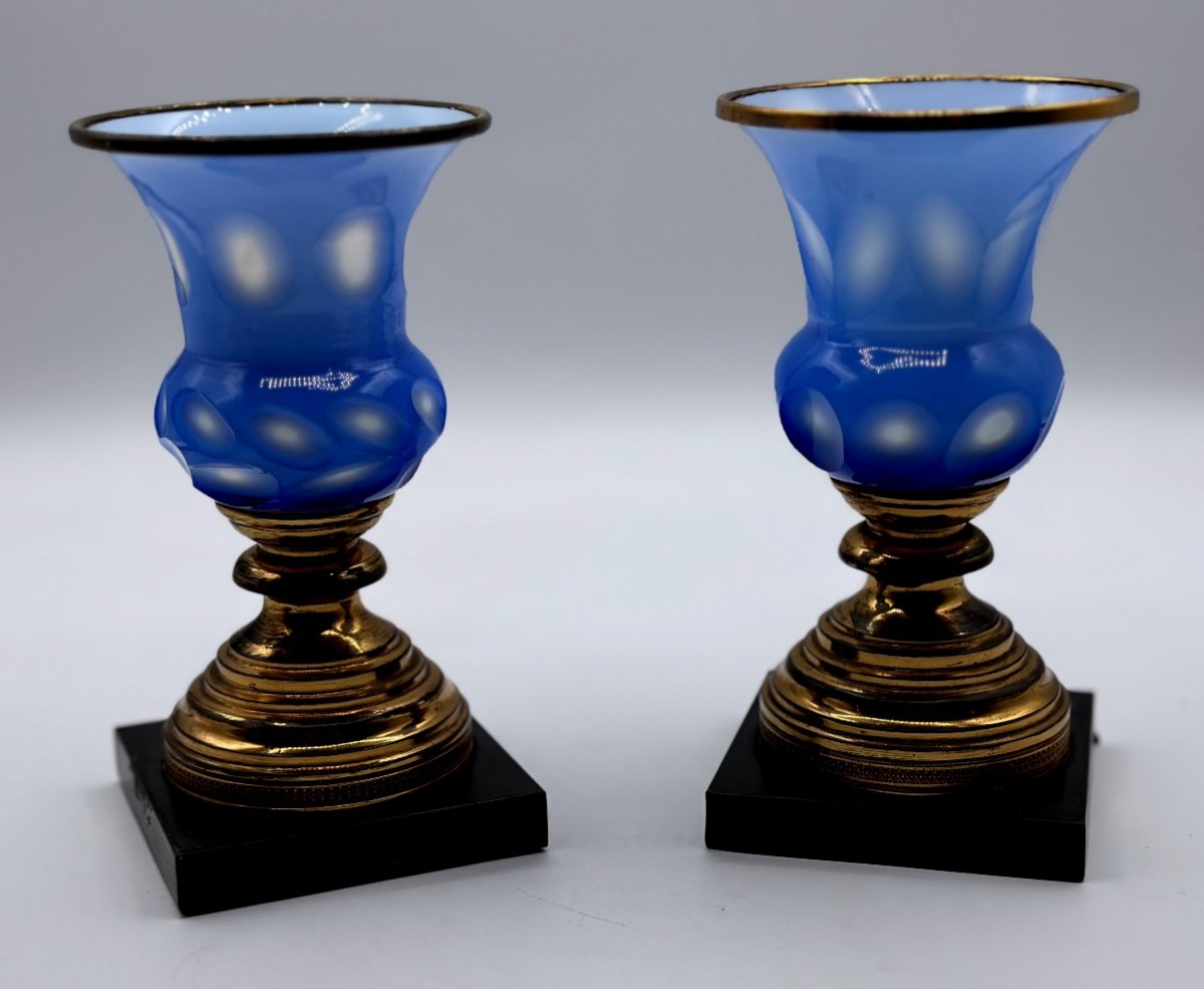 Pair Of Opaline Glass Vases,xix Century,barfatan Glass Vases-photo-8