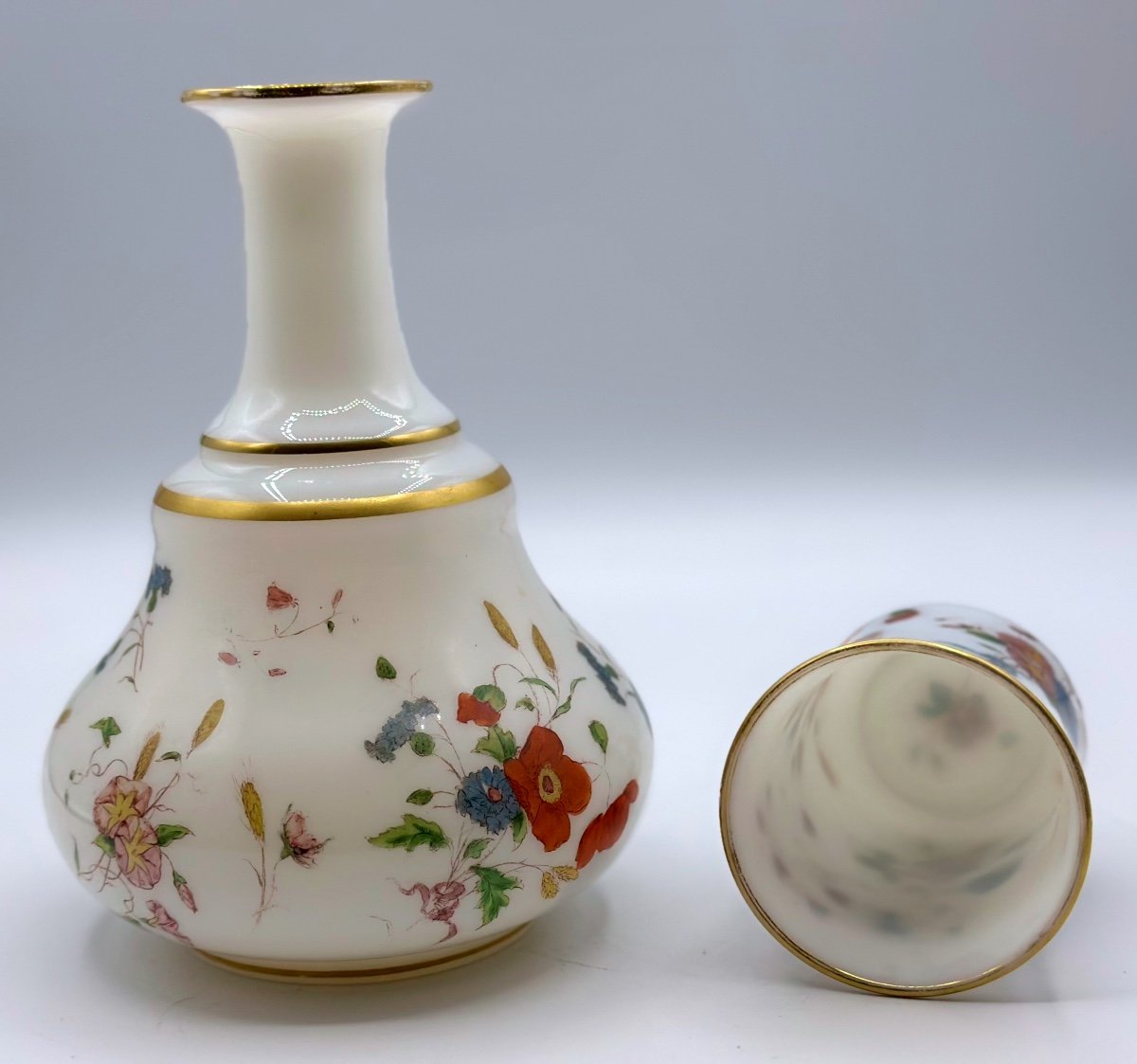 Antique Opaline Glass Dressing Table Set,jug With A Cup-photo-3