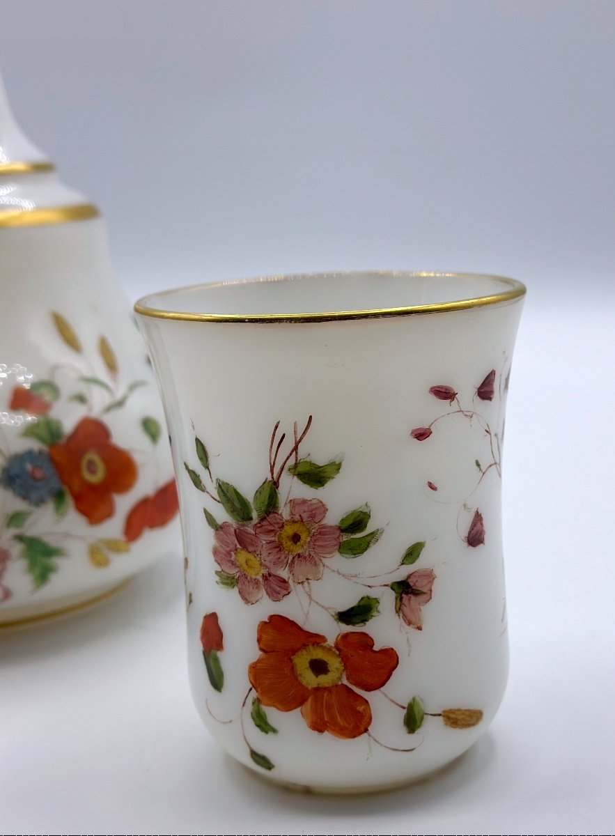 Antique Opaline Glass Dressing Table Set,jug With A Cup-photo-4