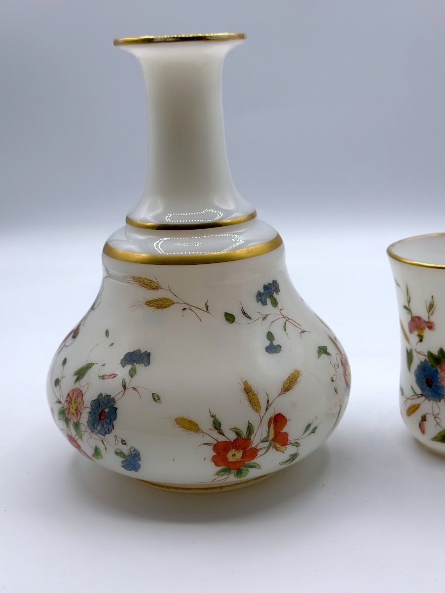 Antique Opaline Glass Dressing Table Set,jug With A Cup-photo-3