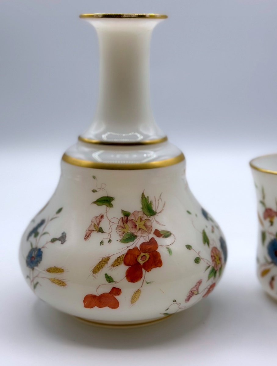 Antique Opaline Glass Dressing Table Set,jug With A Cup-photo-4