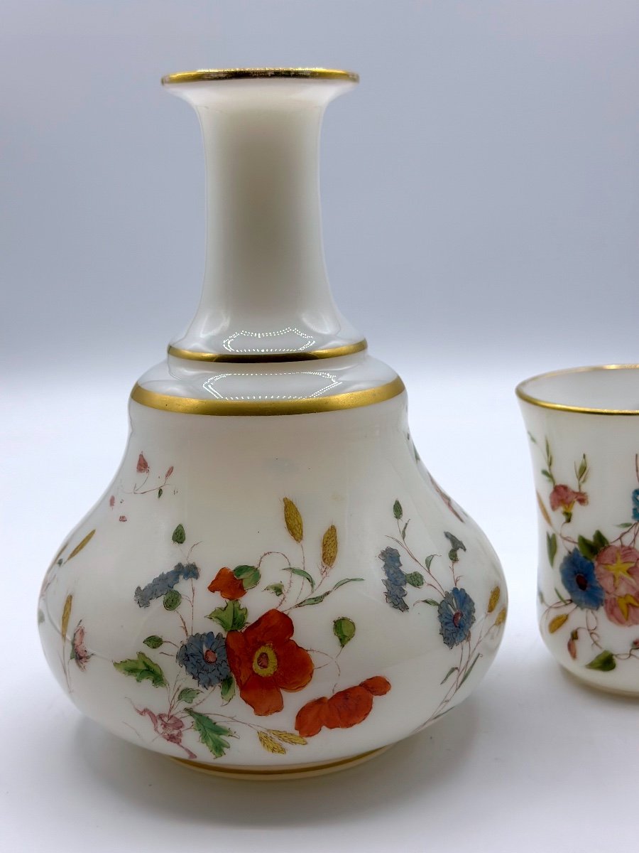 Antique Opaline Glass Dressing Table Set,jug With A Cup-photo-5