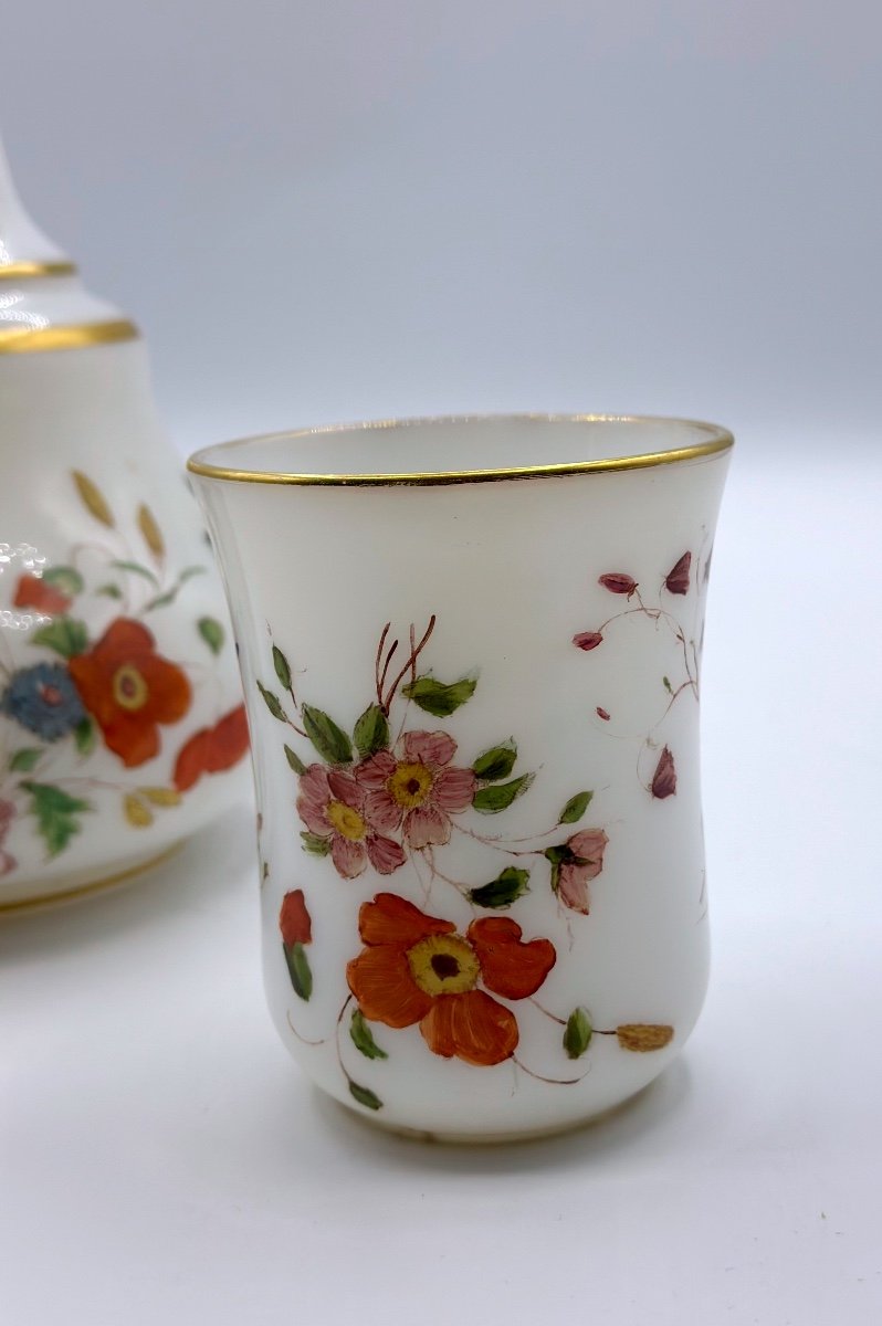 Antique Opaline Glass Dressing Table Set,jug With A Cup-photo-8