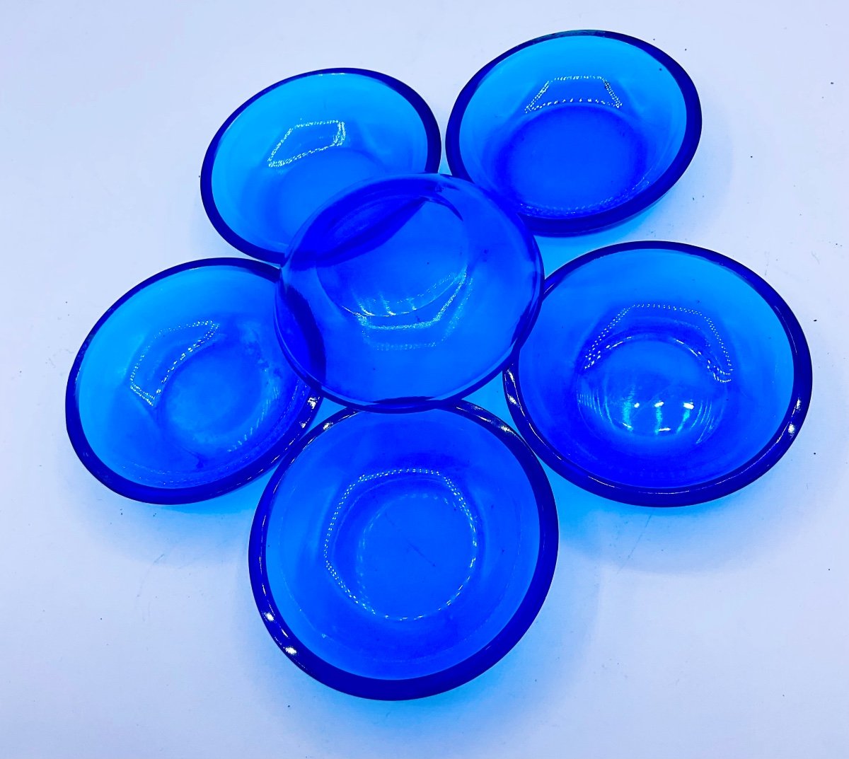 Ensemble De Petits Plats En Verre De Murano De Couleur Bleu Saphir.6-photo-2