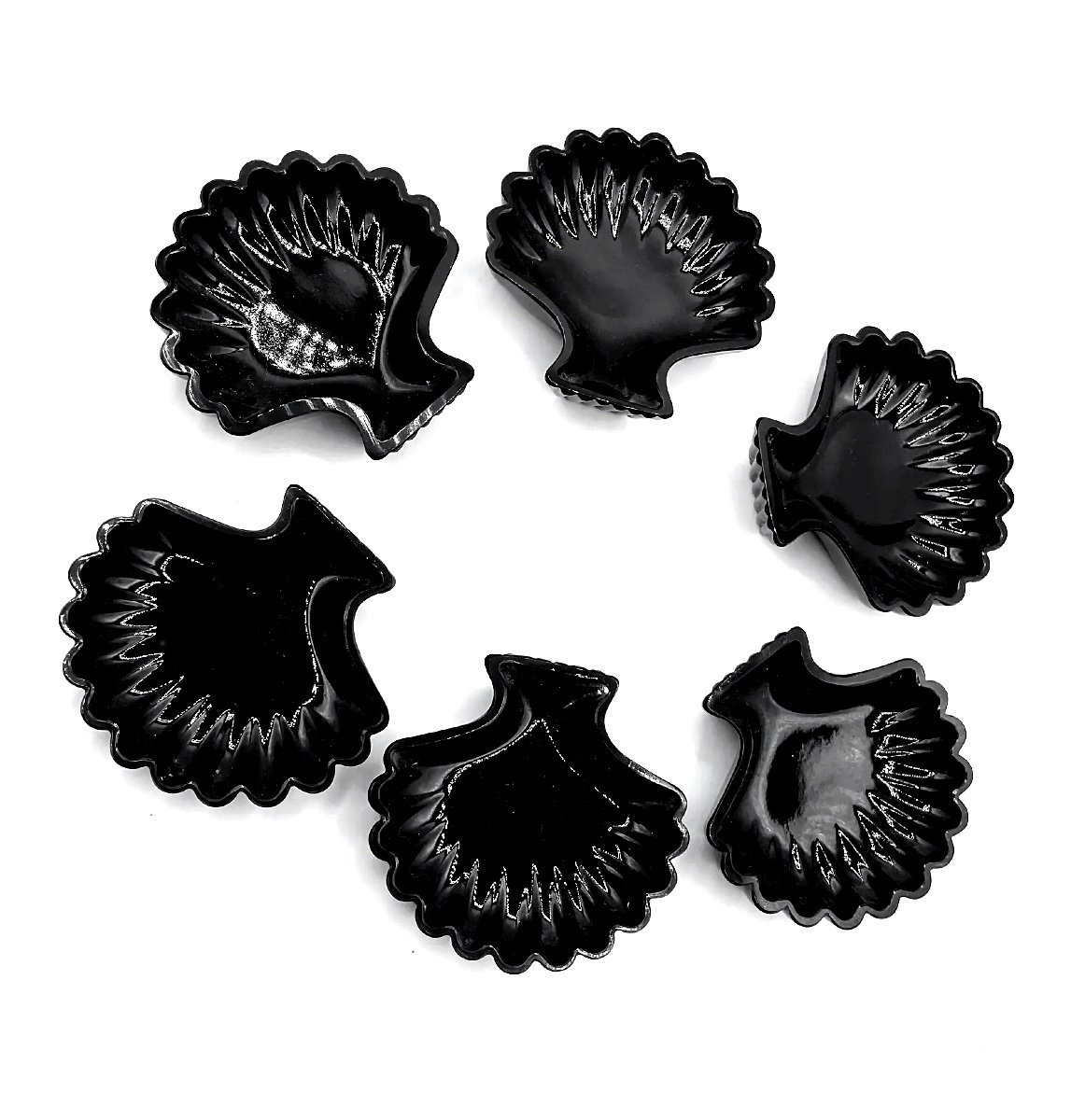 Plats En Forme De Coquille En Verre De Murano, Lot De 6 en Noir Foncé-photo-4