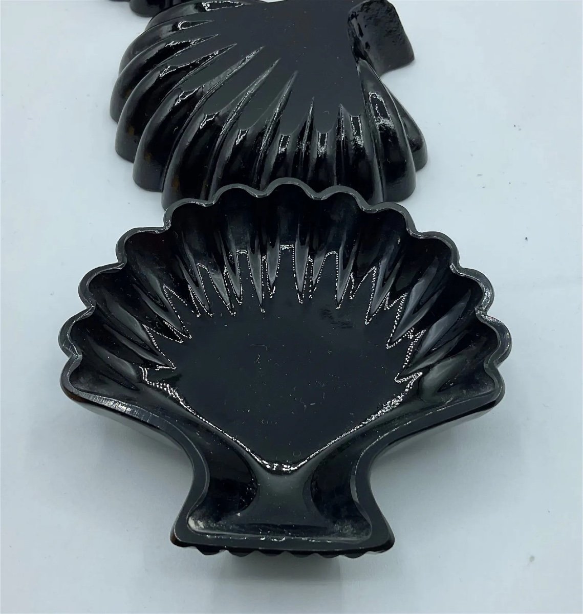 Plats En Forme De Coquille En Verre De Murano, Lot De 6 en Noir Foncé-photo-3