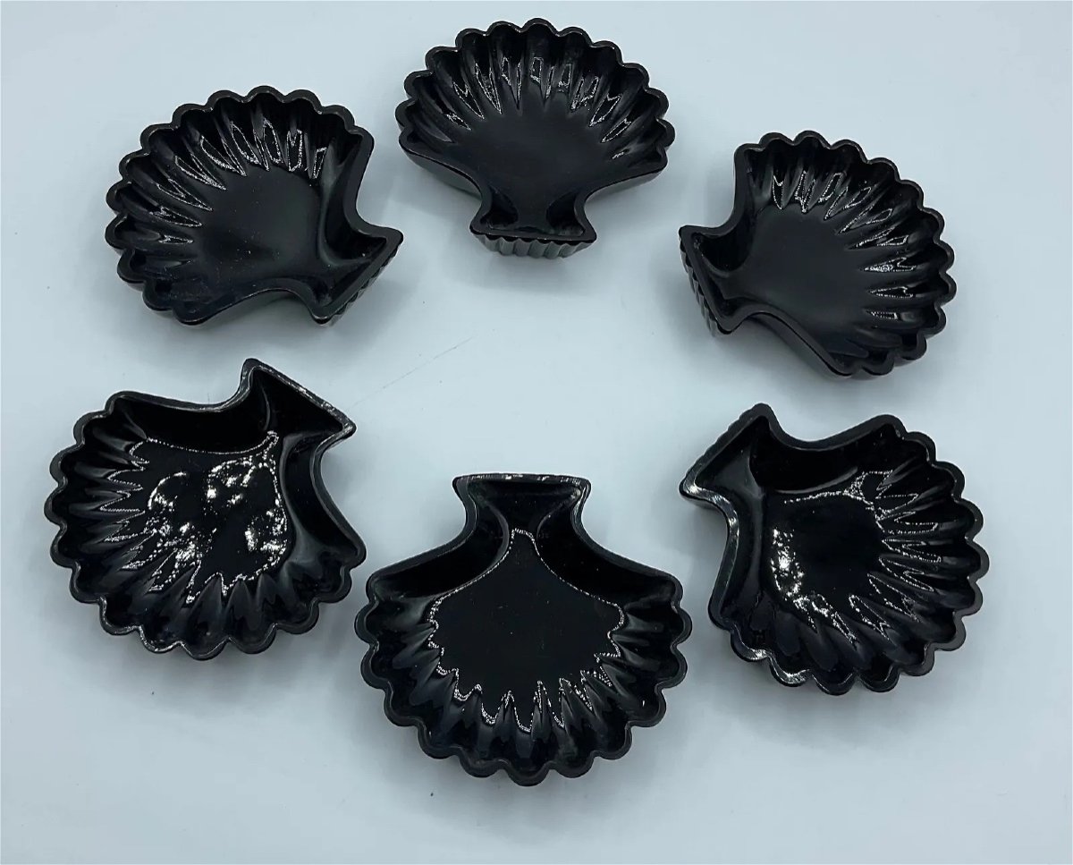 Plats En Forme De Coquille En Verre De Murano, Lot De 6 en Noir Foncé-photo-4