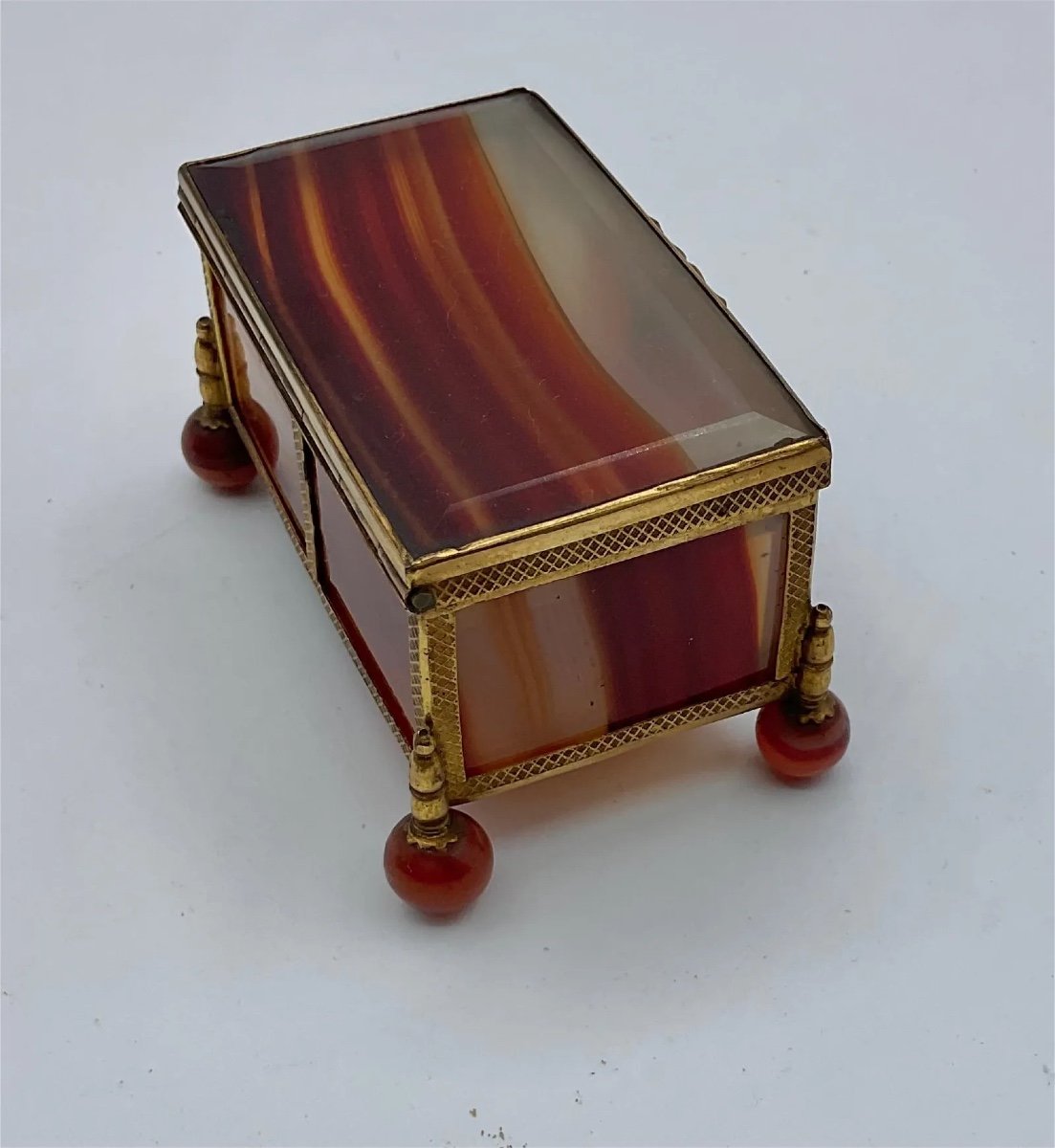 Antique Cornalian Hardstone Casket-photo-4