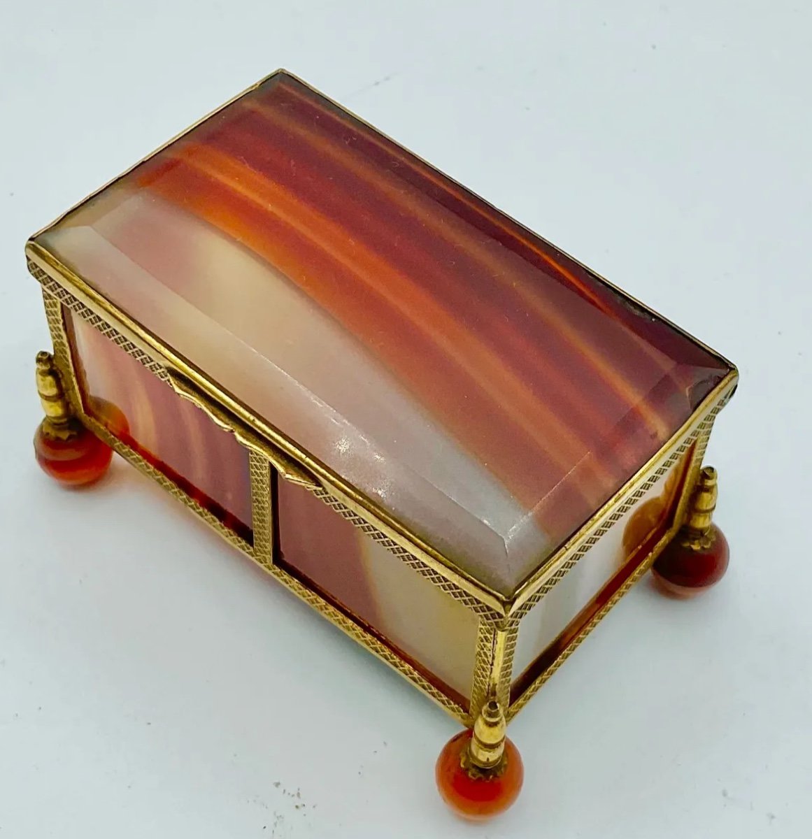 Antique Cornalian Hardstone Casket