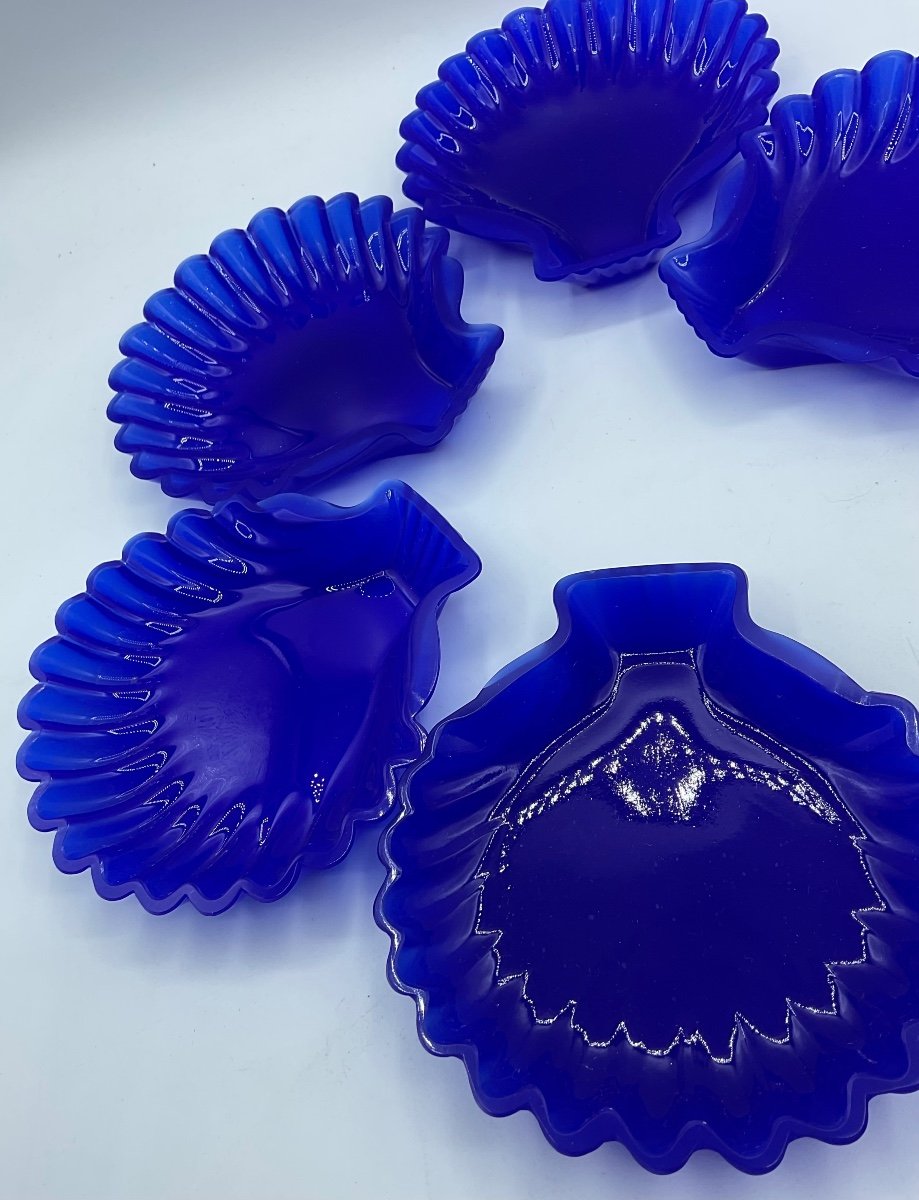 Wonderful Set Of Lapis Lazuli Opaline Murano Glass Shell Dish -photo-2