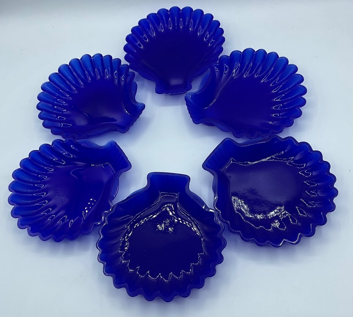 Wonderful Set Of Lapis Lazuli Opaline Murano Glass Shell Dish -photo-7