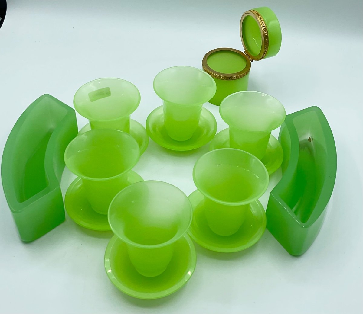 Murano Opaline Set For Table Décor,in Green,price For 2-photo-4