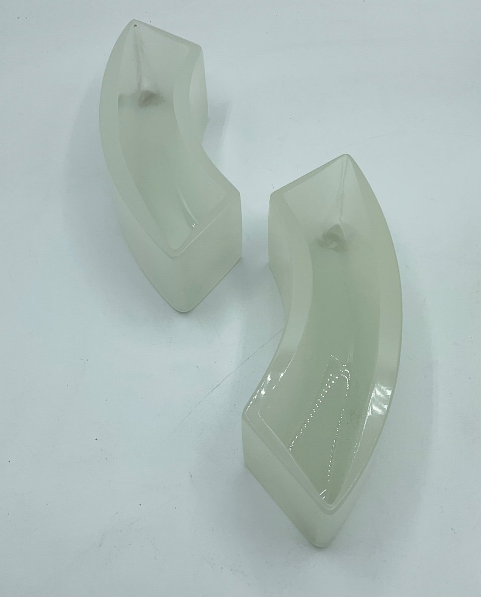 Murano Opaline Glass Table Decor, In White,price For 2-photo-3