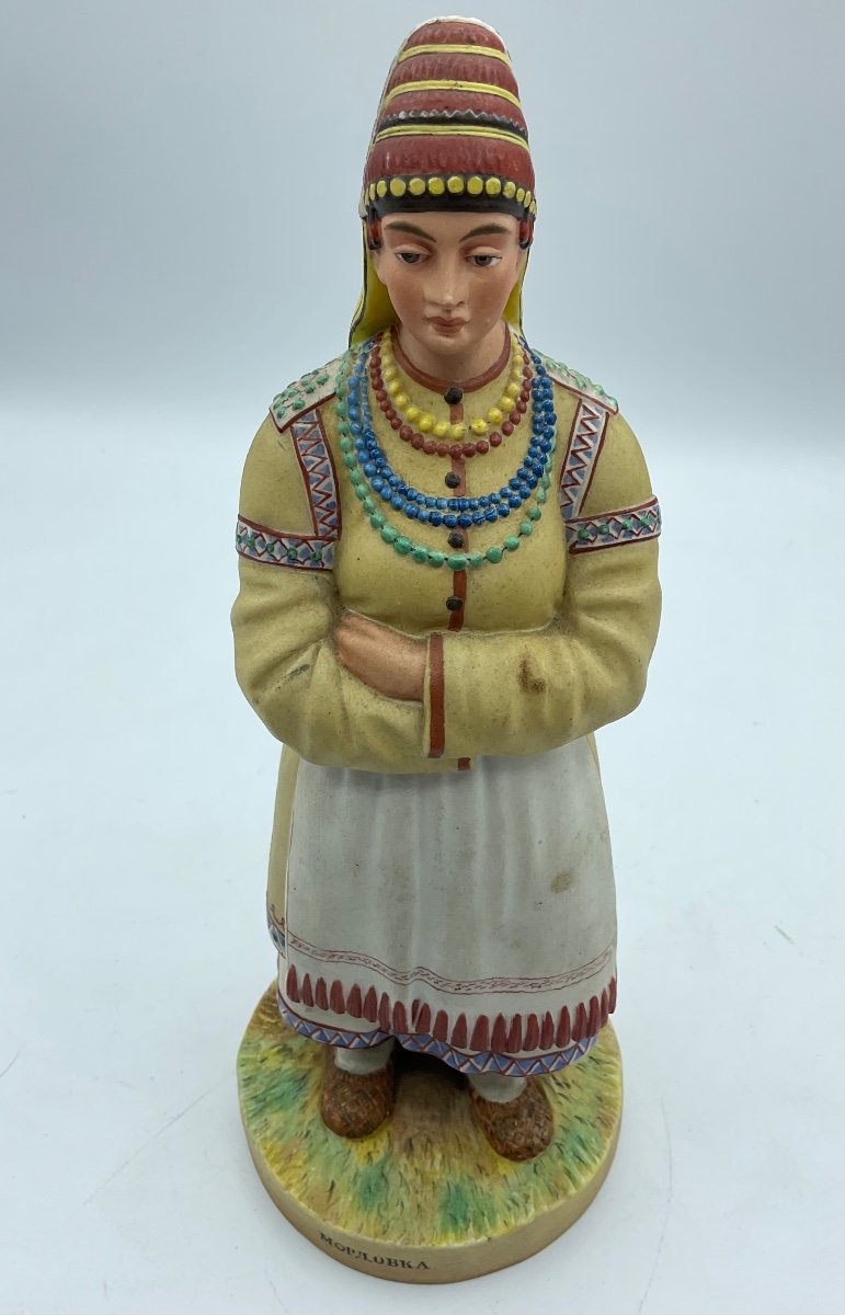 Russian Gardner Biscuit Figure Of Woman From Mordovia,perfect Condition -photo-1