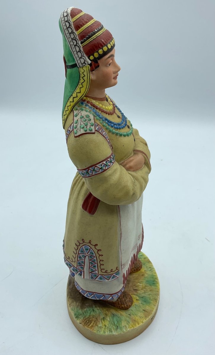 Russian Gardner Biscuit Figure Of Woman From Mordovia,perfect Condition -photo-4