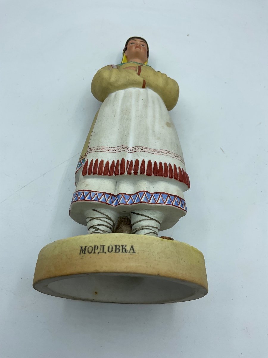Russian Gardner Biscuit Figure Of Woman From Mordovia,perfect Condition -photo-6