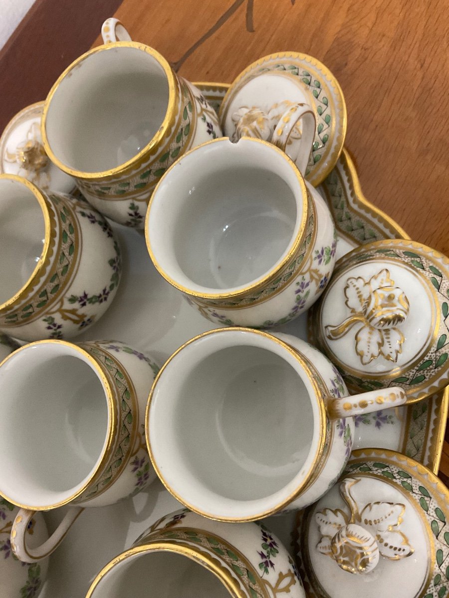 Service De Tasses à Chocolat En Porcelaine De Paris Avec 9 Couvercles Et Un Plateau-photo-2