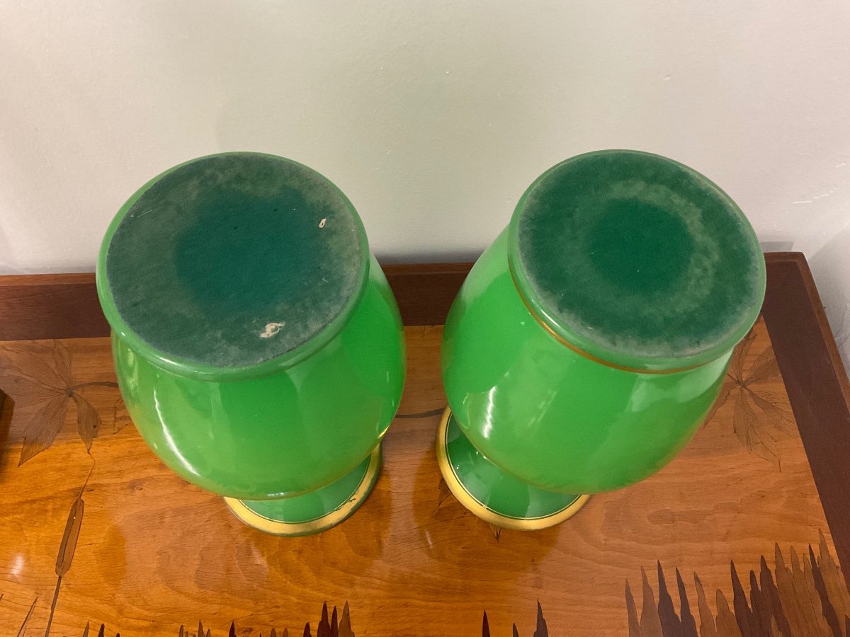 Pair Of Antique French Opaline Glass Vases-photo-8