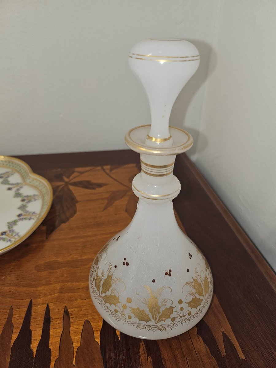 Antique French Opaline Glass Perfume Bottle Period Of Charles X-photo-2