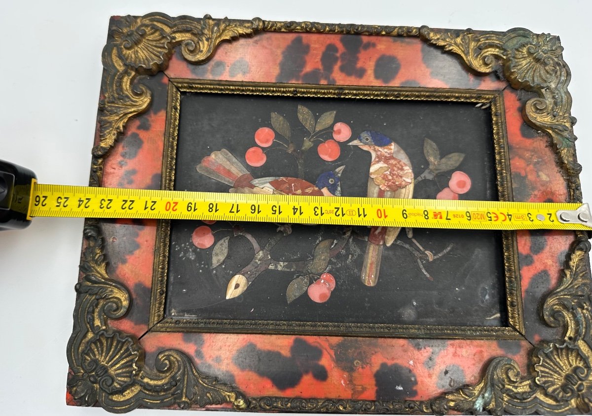 Early 18century Pietra Dura Marble Plaque In A Bronze Frame,very Good Condition -photo-2