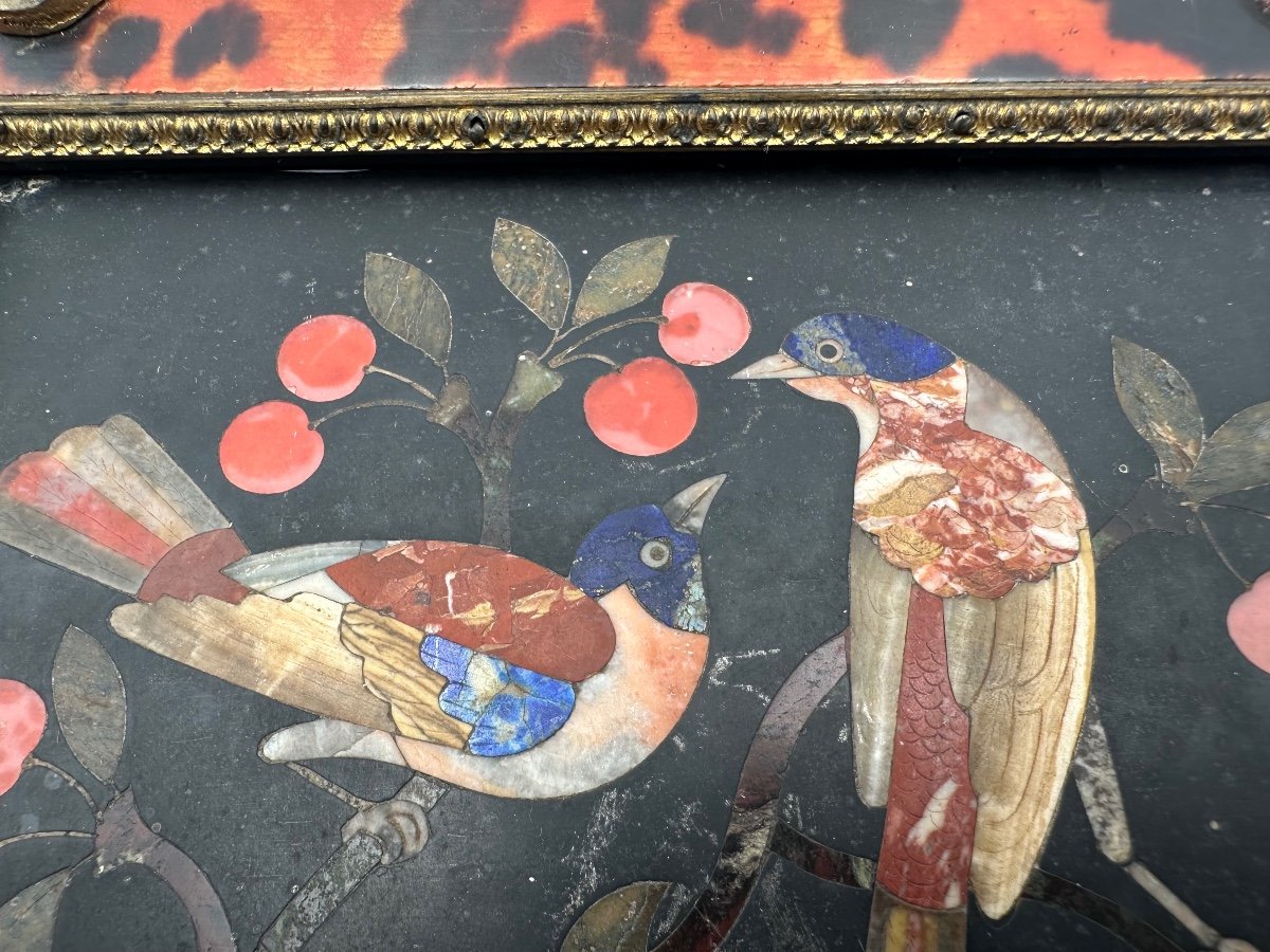 Early 18century Pietra Dura Marble Plaque In A Bronze Frame,very Good Condition -photo-5