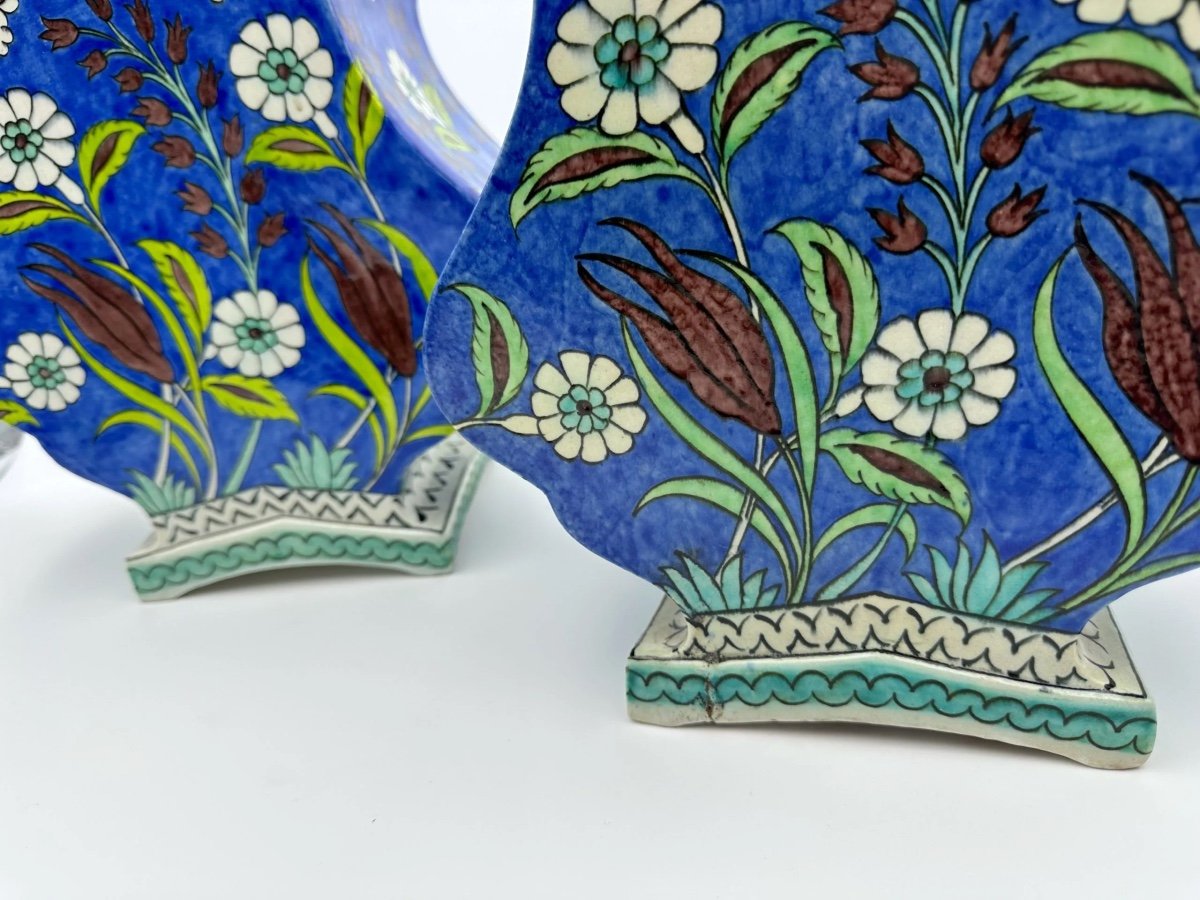 Pair Of Large Samson Iznik Ceramic Vases,cache Pots-photo-4