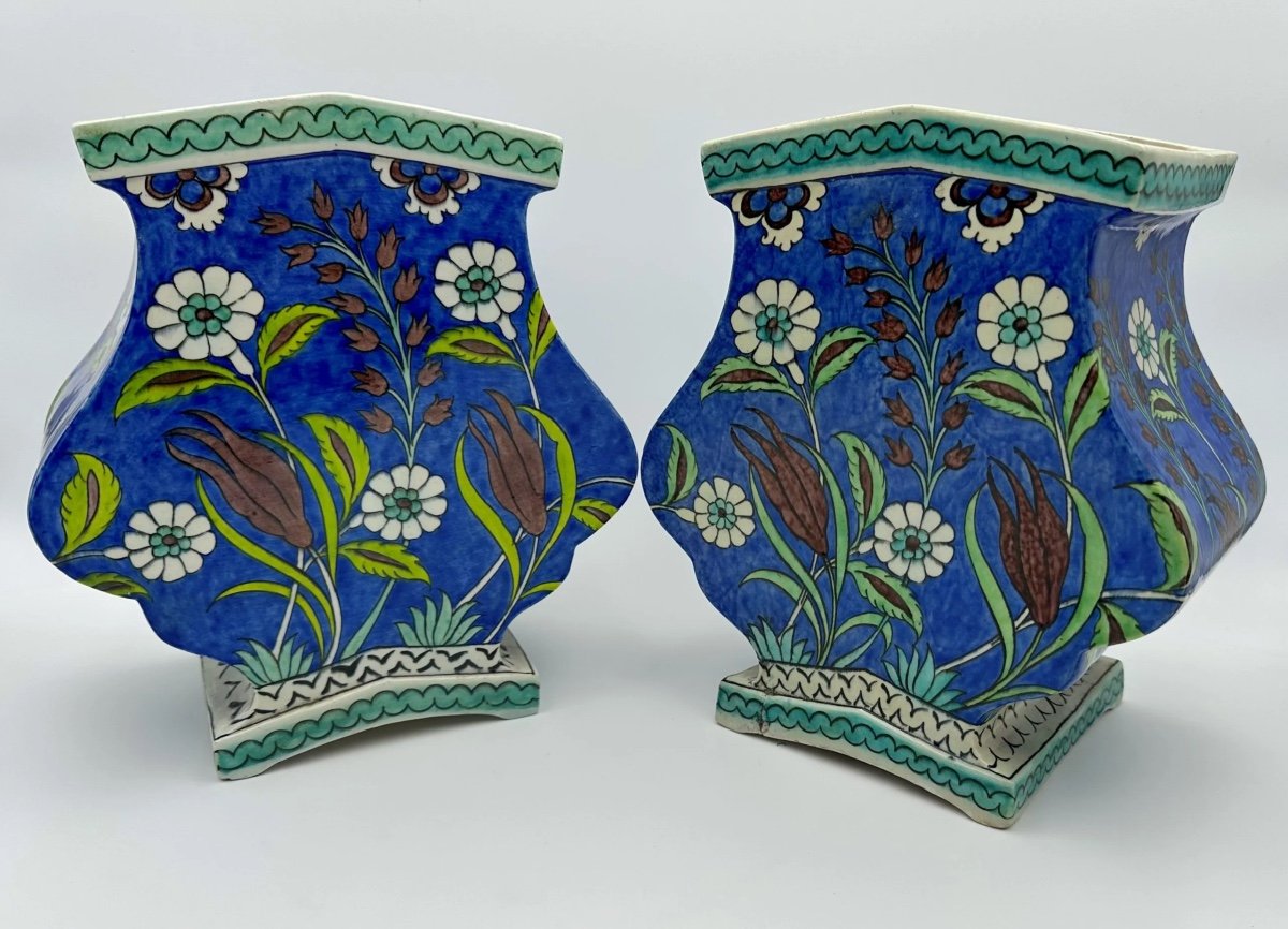 Pair Of Large Samson Iznik Ceramic Vases,cache Pots