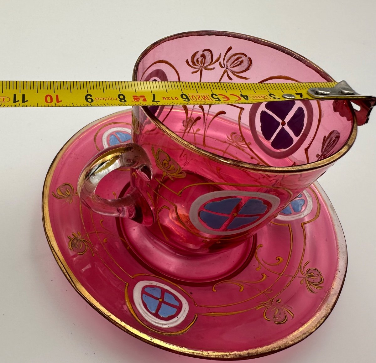 Russian Imperial Glass Factory Set Of Cup And Saucer-photo-1