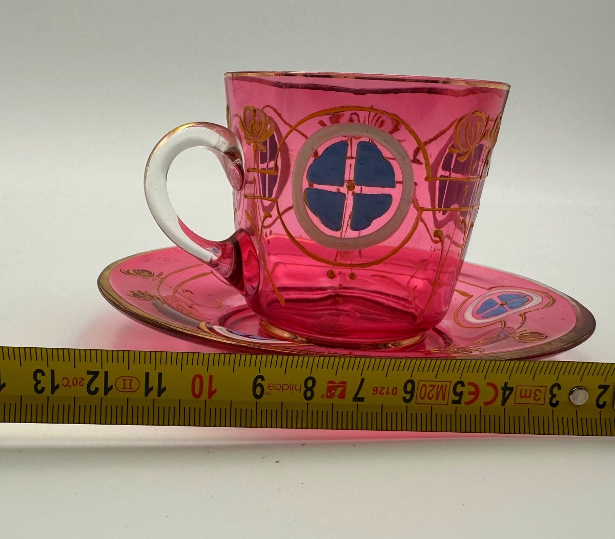 Russian Imperial Glass Factory Set Of Cup And Saucer-photo-2