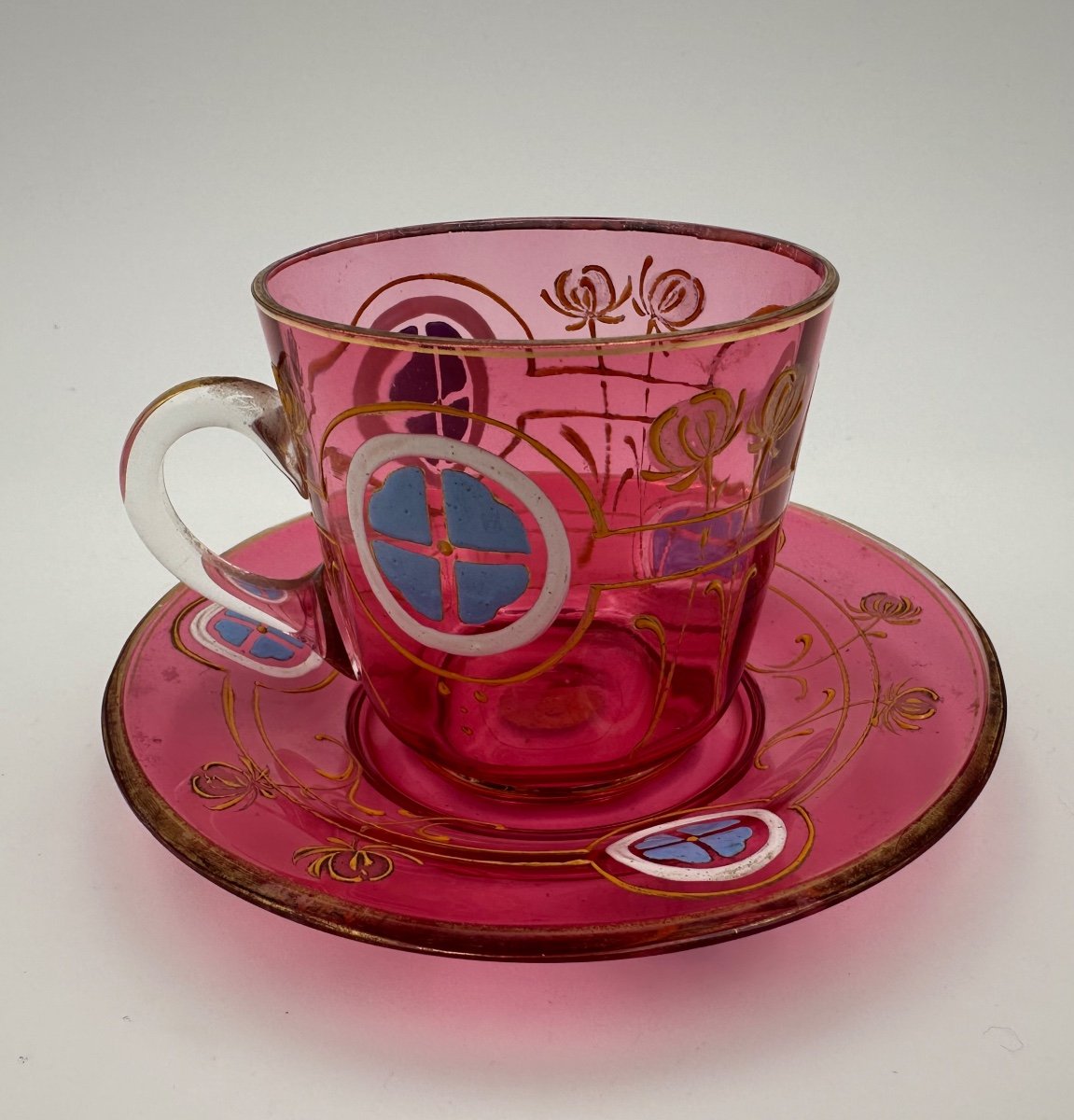 Russian Imperial Glass Factory Set Of Cup And Saucer