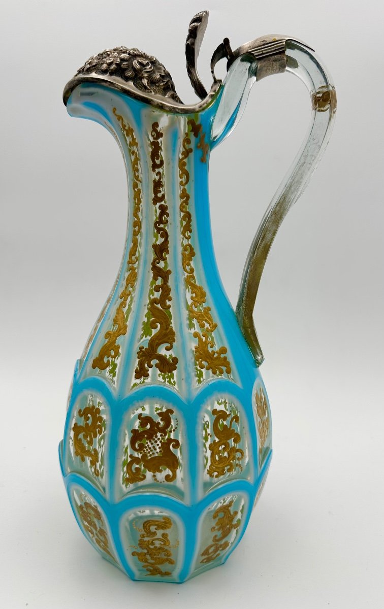 Antique Bohemian Overlay Glass Jug For Eastern Market 