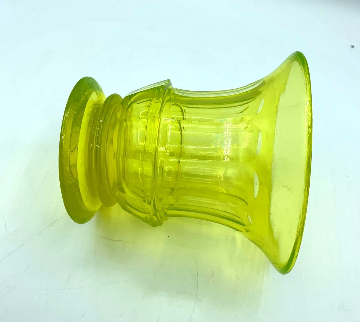 Vase En Verre d'Uranium Biedermeier,parfait -photo-4