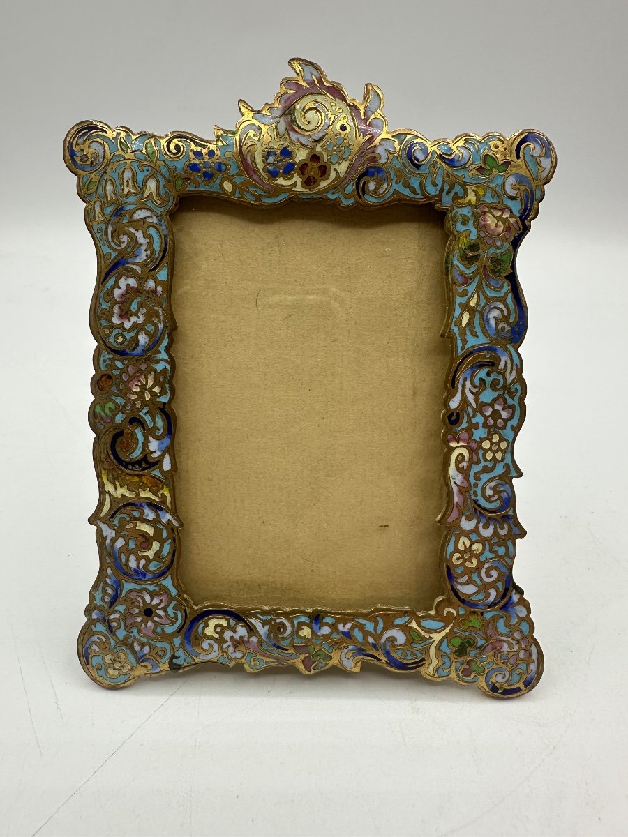 Ancien Cadre Bronze Cloisonne, XIX-photo-3