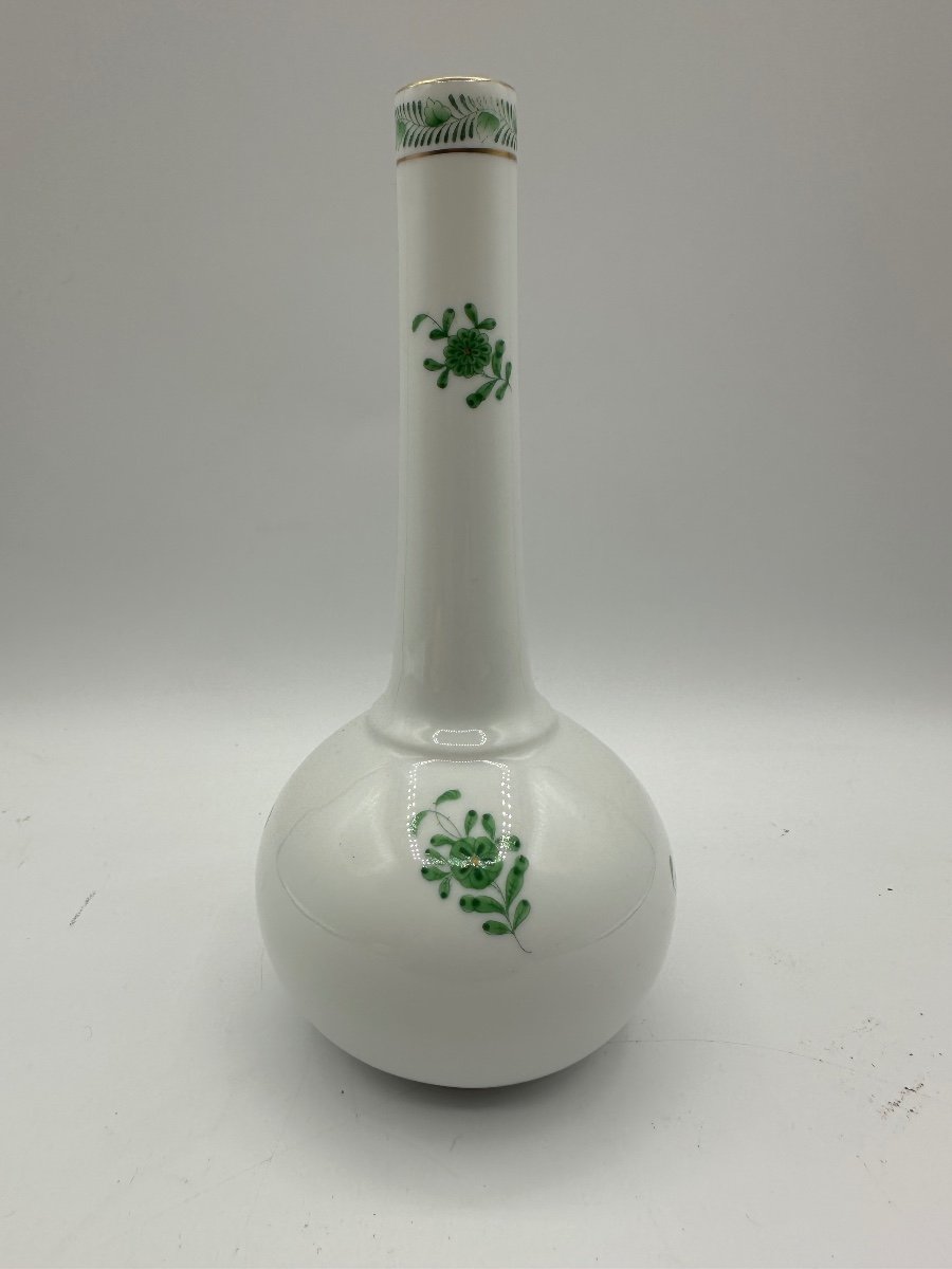 Vase En Porcelaine Herend à Fleurs Vertes-photo-2