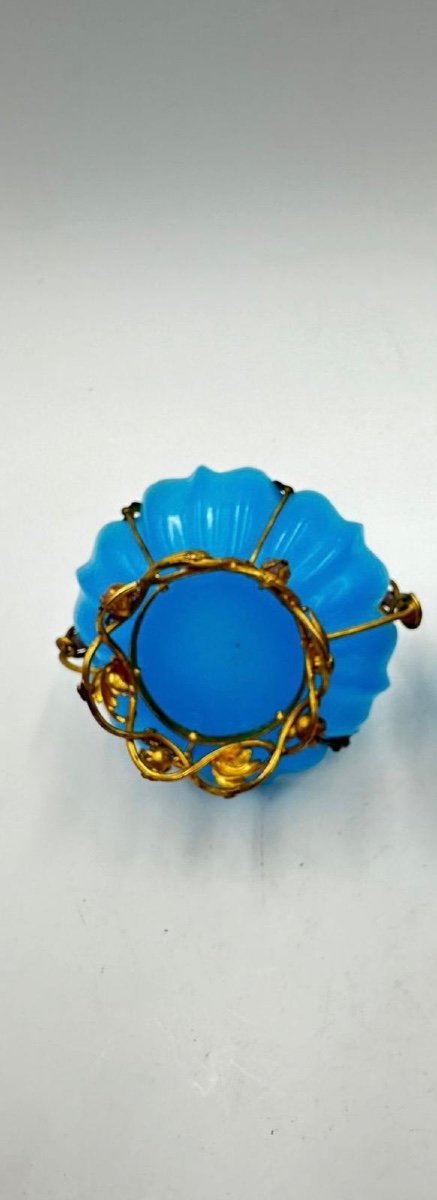 A Turquoise Blue Opaline Glass Basket-photo-3