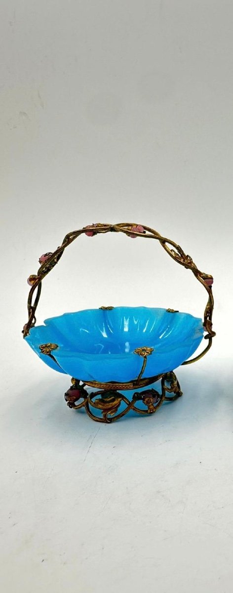 A Turquoise Blue Opaline Glass Basket-photo-4